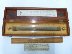 Mahogany cased midshipman's boxwood rule by W H Harling, London formerly owned by P H J Sothby,