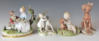 Four Capodimonte figures