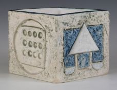 Troika square vase or jardiniere, with PB intials to base, H8.5cm