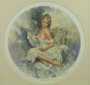 Gordon King (b1939) set of three signed limited edition (all 696/750) circular prints of ladies