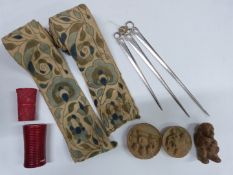 18th/19thC Chinese and English porcelain and embroidery including two panels, approximately 110 x