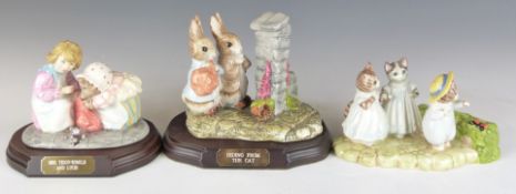 Three Beswick Beatrix Potter limited edition tableaux comprising Mittens, Tom Kitten and Moppet, Mrs