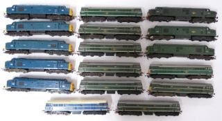 Seventeen Tri-ang, Hornby and similar 00 gauge model railway Class 37 and 47 diesel locomotives.