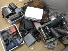 Large quantity of camera bags, lens cases and other photographic cases including Nikon, Olympus,