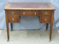 A 19th/20thC oak leather insert desk, W107 x D60 x H80cm