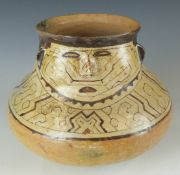 Peruvian Shipibo pottery face pot, possibly Gansu province, for similar see Ronald W Longsdorf,