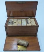 R&J Beck London case of microscope slides, to include miniature pictures of the Times newspaper