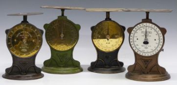 Four Salter No 25 postal parcel balances, comprising 16oz, two 32oz and an 11lb example, all with