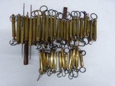 Thirty five Salter spring balances to include examples marked Le Carbone London. Battersea Brushes