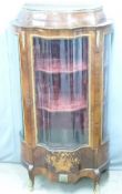 19th or early 20thC continental display cabinet with gilt metal fittings, marquetry inlaid
