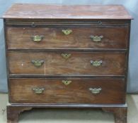 19thC mahogany chest of three graduated drawers with brush slide, W97 x W51 x H94cm