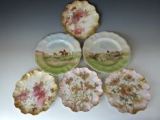 Four Royal Doulton Spanish Ware cabinet plates and a pair of Charles Simpson Seriesware hunting