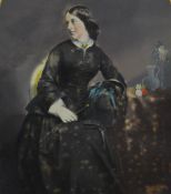 Victorian or Edwardian hand coloured photograph / daguerreotype with label verso, Katherine Mary