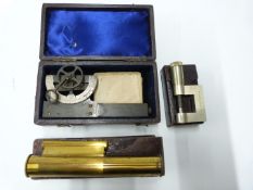 F.Barker & Son clinometer, Elliott Brothers micrometer and an Elliott Brothers surveyor's pocket