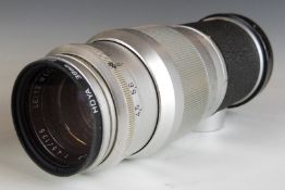Leitz Hektor 135mm 1:4.5 camera lens to suit Leica M mount, together with IUFOO hood, bubble case