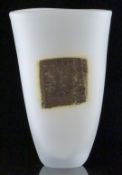 Adam Aaronson opaque glass vase with applied bronze decoration, signed and dated 1999 to base,