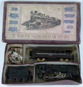 Seki Japan 0 gauge model railway train set with 2-6-0 locomotive and tender C5185 and 'For Kobe'