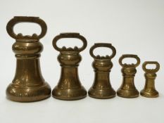 Run of Victorian Hereford county standard bell weights, 14lb down to 1lb, all marked County of