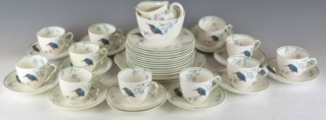 Approximately 40 pieces of Royal Doulton tea ware decorated in the Kingfisher pattern