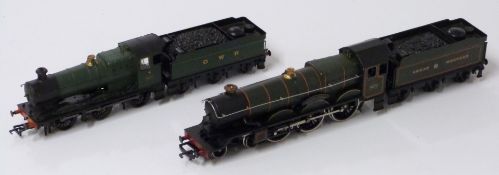 Two Bachmann 00 gauge model railway GWR locomotives 3202 and 4073.
