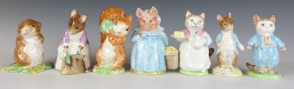 WITHDRAWN      Seven Beswick Beatrix Potter figures including Johnny Town Mouse, Ribby etc