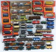 Fifty-two Hornby, Hornby Dublo, Tri-ang, Bachmann and similar 00 gauge model railway wagons, vans