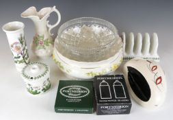 Belleek bowl and jug with applied decoration, Portmeirion Botanic Garden items, Art Deco Burgess and