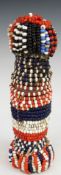 African tribal Giriama beaded fetish doll, H14cm