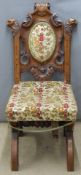 Victorian carved oak upholstered hall chair