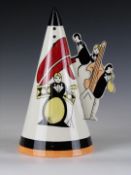 Lorna Bailey large limited edition 5/30 sifter with musically themed decoration, H 24cm
