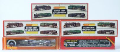 Five Hornby 00 gauge model railway BR locomotives Evening Star R.065 and R.861, Morning Star R.