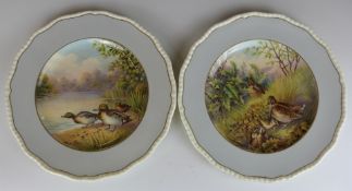 Royal Doulton pair of hand decorated cabinet plates, one with ducks, the other woodcock, diameter