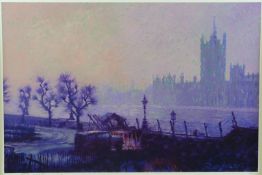 Rolf Harris (b1930) signed limited edition (600/695) print Painting Parliament, 48 x 69cm,