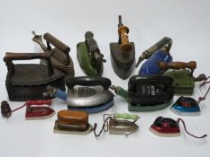 Seven vintage gas irons to include J.Keith & Blackman, Hot Cross, Fairy Prince, Salters and