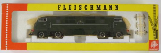 Fleischmann 00 gauge model railway BR Warship class diesel locomotive, 4246, in original box