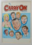 Walt Howarth watercolour original artwork of the The Carry On Omnibus, possibly a pre-production