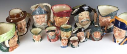 Sixteen Royal Doulton character jugs