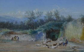 Charles H Poingdestre (1825 Jersey- 1905) watercolour landscape 'Cava dei Tirreni, near Salerno'