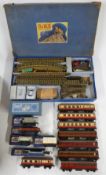 Fifteen Hornby Dublo 00 gauge model railway coaches, wagons, buildings and accessories including