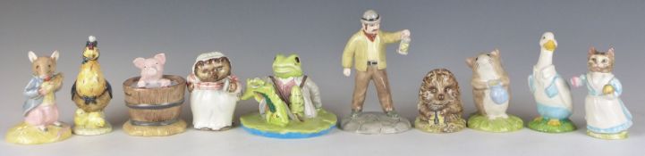 Ten Beswick Beatrix Potter figures including Jeremy Fisher Catches A Fish, Johnny Town Mouse
