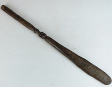 African tribal Luba Shankadi carved figural ritual spoon or sceptre, probably 19thC, L62cm