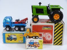 Three Sanson tinplate model vehicles Sanson Junior Tractor 529, Sanson Bravo Grua 460 and Sanson