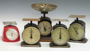 Four baby weigher scales, comprising two Boots No 48B, Hughes' No 48B and a Wigmore example also