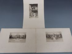 G Huardel Bly (b1872) three signed etchings of St David's College, Lampeter (University Of Wales)