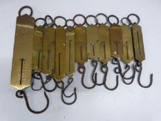 Eleven Salter spring balances including No3 50lb pocket balance, Silvester's patent, Air Ministry