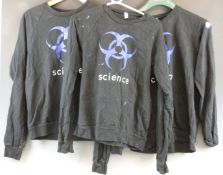 Three black Damien Hirst/ Science sweatshirts with Hirst spot design to sleeves and logos front