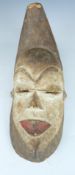 African tribal carved Punu Cap mask purchased by the vendor in Libreville, Gabon, H29cm