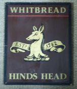 Whitbread 'Hinds Head' painted wooden pub sign
