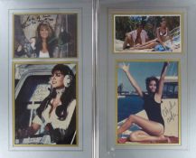 Four framed signed photographs / montages from James Bond films