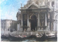Edward Seago (1910-74) signed print Venetian scene with gondolas, with blind stamp to margin, 56 x